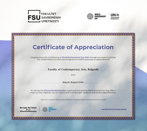 UNEP dodelio zahvalnicu FSU povodom učešća u Svetskom danu zaštite životne sredine